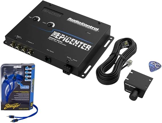 AudioControl The EPICENTER Concert Series Digital Bass Booster Restoration Processor w/ACR-1 Dash Mount Remote Control & Stinger 3ft 2-Channel OFC RCA Stereo Interconnect for Car Audio Systems