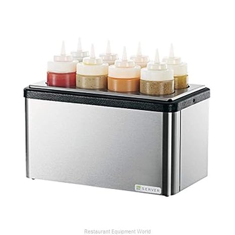 Server Products 87340 Mini Station and (8) 16 oz. TableCraft Countertop Squeeze Bottle Combo, Black/Stainless Steel