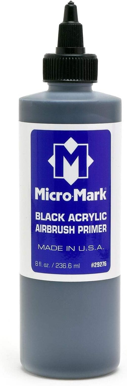 Micro-Mark Black Acrylic Airbrush Primer, 8oz | Made in USA, For Models, For Miniatures, For Crafts, Acrylic Surface Primer