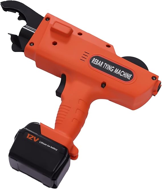 Automatic Rebar Tying Machine, Orange 12V Automatic Handheld Rebar Tier Tool Building Tying Machine Strapping Tool 30-60mm 13200Mah US STOCK
