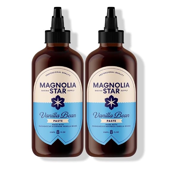 Magnolia Star Vanilla Bean Paste, 16 oz (2 Ct), Madagascar Bourbon Vanilla Beans, Vanilla Paste for Baking, Squeeze Bottle, Non-GMO, Vegan, Gluten-Free, Kosher