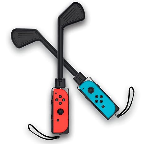 Golf Culb for Nintendo Switch Joy-Con Controller, Sports Game Accessories for Mario Golf-Super Rush(2 Pack) (Black, Nintendo Switch 1)