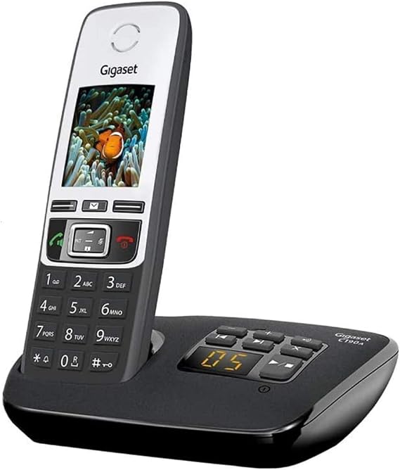 Gigaset C190A SINGLE - Premium Cordless Home Phone with Answer Machine and Nuisance Call Block - Black/Silver