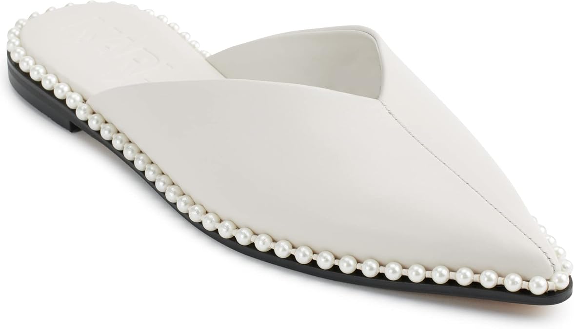 Karl Lagerfeld Women's Vyra Studded Slip on Loafer Mule with Pointed Toe