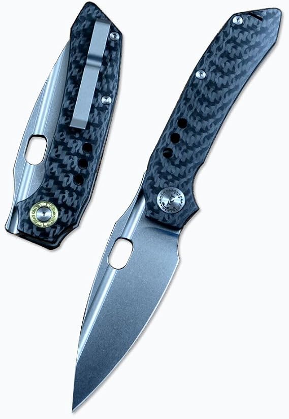 TWO SUN TS582 Folding Outdoor Knife 3.7 Inches M390 Blade Ceramic Ball Bearing Washer Carbon Fiber Handle