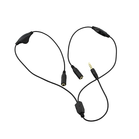 Earphone/Headphone Audio Jack Splitter With Separate Volume Controls - Works with Smartphones, Tablets, Laptops, HiFi, DVD, MP3 and MP4 Players - Audio 3.5mm Jack Y Shape Splitter - Black