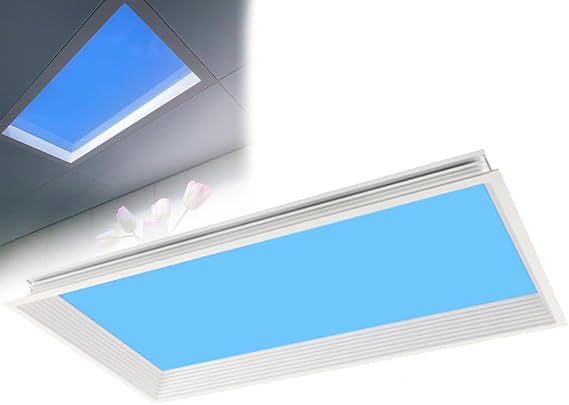 Smart Blue Sky Ceiling Light, Recessed LED Skylight Ceiling Lamps with Remote Control, Adjustable Color Temperature, Aluminum Alloy, Natural Light Effect, for Living Room, Office(300x600mm) [Energy Class A+]