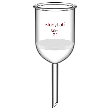 StonyLab Borosilicate Glass Buchner Filtering Funnel with Medium Frit(G2), 46mm Inner-Diameter, 60mm Depth (60ml)