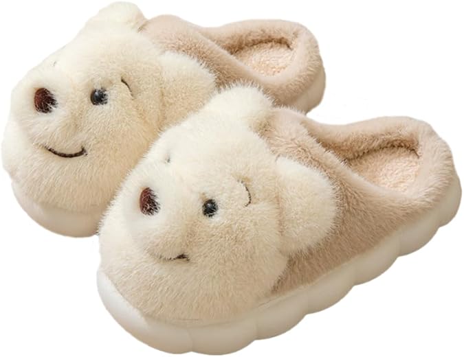 Cute Cartoon Bear Slippers Home Couple Bear Slippers Anti slip Warm Outer Wear Soft Bottom Plush Soft Slippers, KF-56