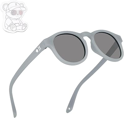 HECCEI Baby Sunglasses with Strap - UV Protection Pebble Sunglasses, Polarized, Bendable, For Newborns 0-24 Months