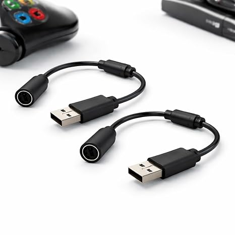 2 Pack USB Breakaway Cable for Xbox One Xbox 360 Series X/S PC Controllers – Quick Release Dongle Cord Fits Logitech G920 Thrustmaster Ferrari Racing Wheel – Anti-Trip Short Adapter Lead Black