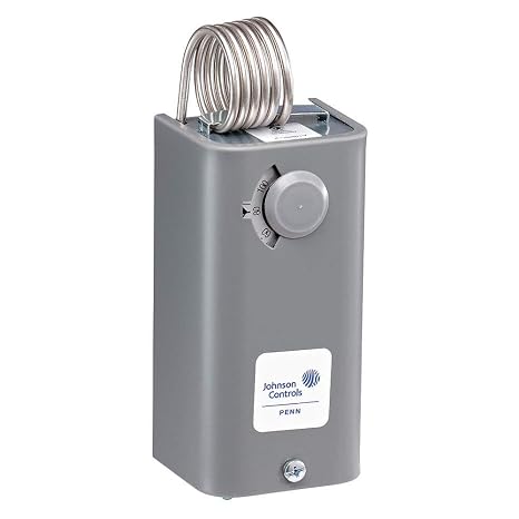 Johnson Controls A19bbc-2 1 3/8" X 2 1/4" Coiled Bulb And Capillary, 24 To 277vac,30 To 100 Degree F Setpoint Range, 3-12 Degree F Adjustable Differential, Automatic Reset, Coiled Bulb Space Tempera
