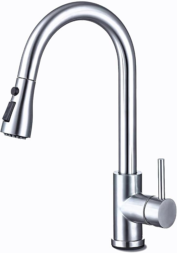 Kitchen Pull-Down Faucet with High Arc Spout, Dual Function Spray Head,High - Performance Pull - Out Kitchen Sink Faucet,Easy Installation (Brushed Nickel)