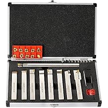 OSCARBIDE 5/8Shank 9 Pieces/Set Indexable Carbide Lathe Turning Tool Holder and Boring Bar,CNC Heavy-Duty Nickel Plated indexable Insert Holders for Turning Grooving Threading Cut Off