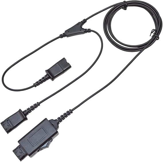 Y-Splitter Adapter Y-Training Cable with Mic Switch Compatible with Plantronics QD Headset for Training Purposes