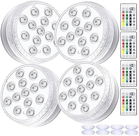 4 Pack RGB Waterproof Underwater Light with Remote Control [Energy Class F]