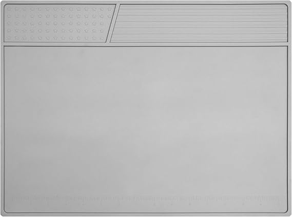 Grey Soldering Mat Heat Resistant 932F Solder Mat, With Scale Ruler And Screw Position, Silicone Repair, For Electronics, Computer, Phone, Magnetic Work, Indicators, Size 16 * 12 in