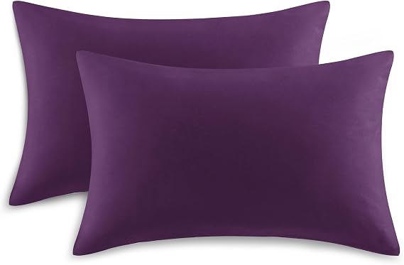 Pillow Cases 2 Pack - Purple Pillowcases Plain Pack of 2, Super Soft Brushed Microfiber Standard Queen Pillow Covers With Envelope Closure, 50x75 cm