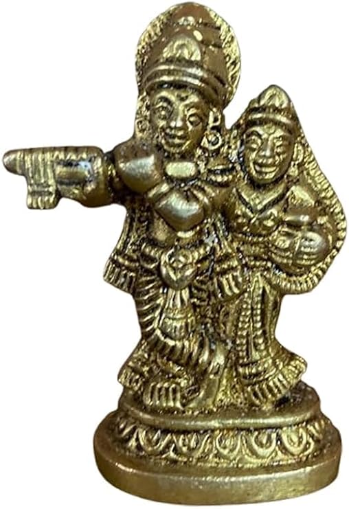 Small Brass Radha Krishna Idol/Statue, 5.5cm, 80g