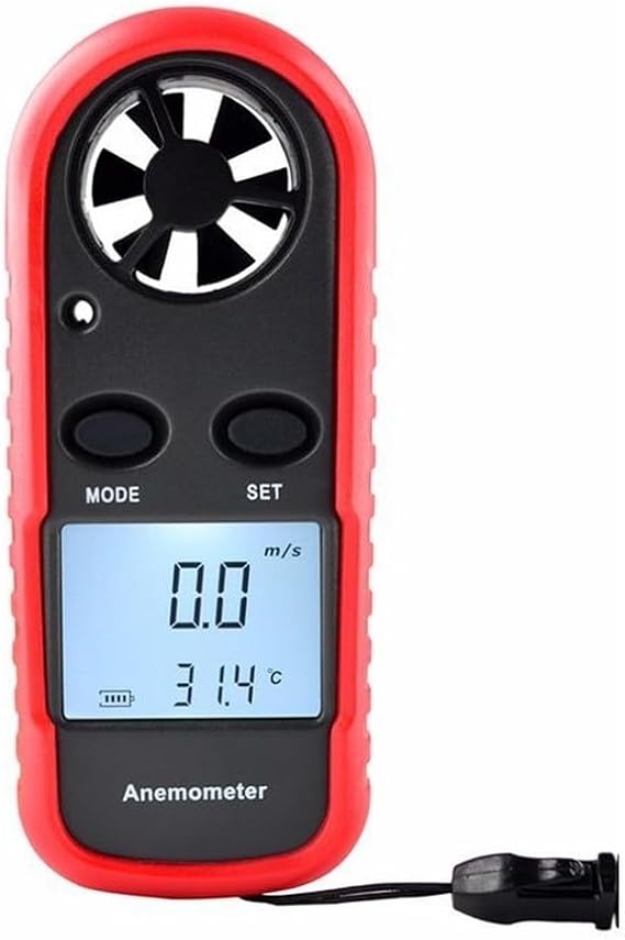 Digital Anemometer Portable Handheld Wind Meter with Temperature Sensor, 0-30m/s Range for Home, Surfing, Sailing, Fishing and Outdoor Weather Monitoring