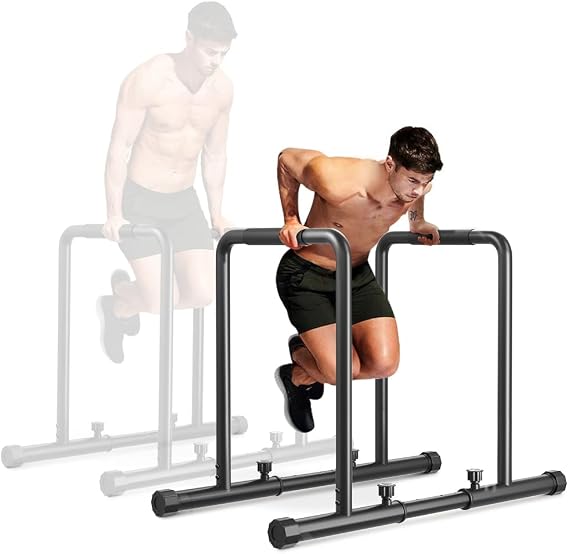 Dripex 1100lbs Adjustable Dip Bar Heavy Duty Steel Dip Station Home Dip Stand with Two Safety Connectors, Parallel Bars Dip Equipment for Calisthenics, Strength Training