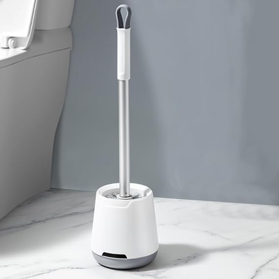 Toilet Bowl Brush Hard Bristles Toilet Brush and Holder Set with Long Handle Splash-Proof Compact Toilet Scrubber Brush Silicone Toilet Brush Set Toilet Cleaner Brush Toilet Scrub Brush Cleaning Tools