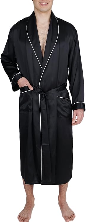 Men's Luxury Silk Sleepwear 100% Mulberry Silk Long Robe Kimono