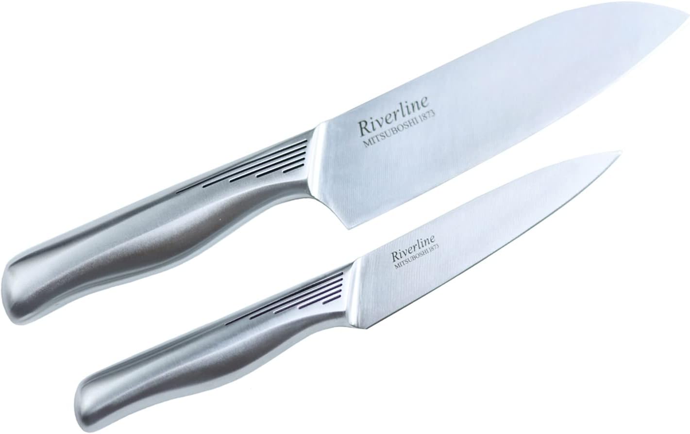 Santoku Petty Knife Set, 2-Piece Set, Long-established Knife Maker, Founded in 1887, All Stainless Steel, Streamlined Handle, Dishwasher Safe, Meat, Fish, Vegetables, Fruits, Made in Japan,