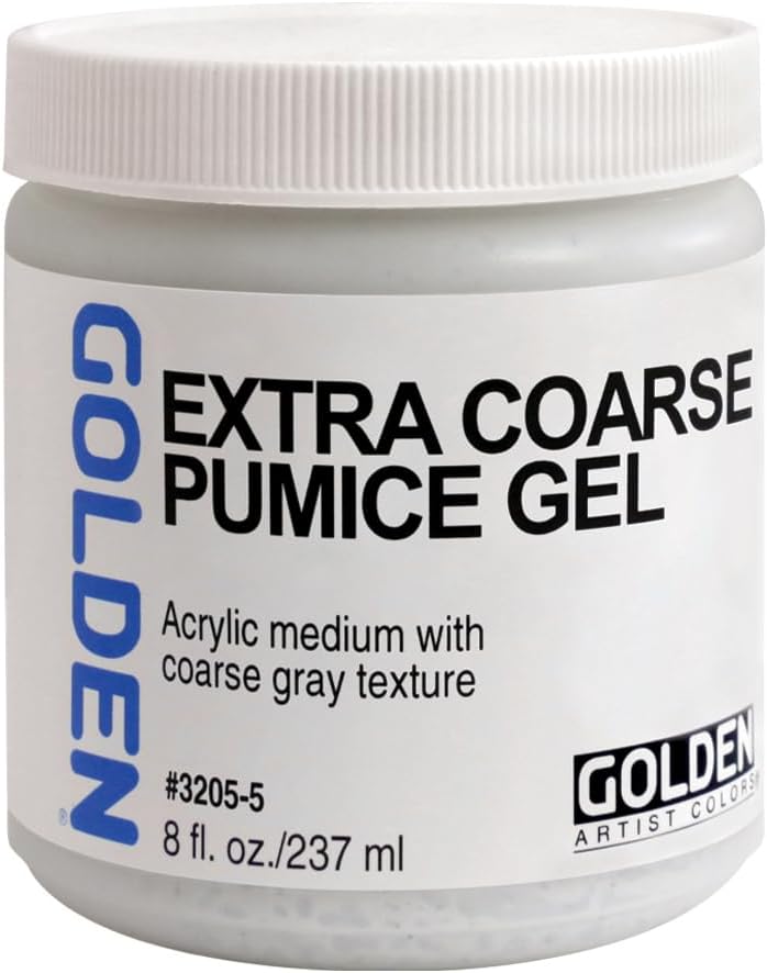 Extra Coarse Pumice Gel by GOLDEN, 8 fl. oz. Jar, Professional Acrylic Gel Medium, Opaque
