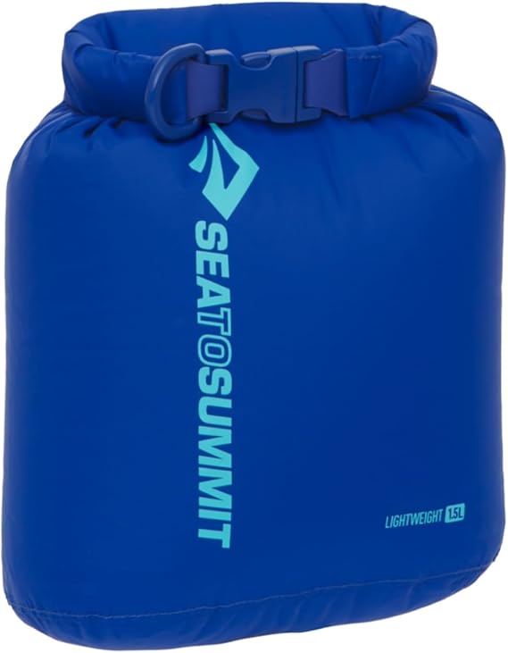 Sea to Summit - Lightweight Dry Bag XXS 1.5L - Waterproof Storage - Roll Closure - Recycled Fabric - Attachment & D-Ring - Hiking & Paddling - 14.1 x 10.7 x 19cm - Surf Blue - 34g