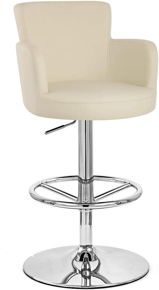 Zuri Furniture Cream Chateau Adjustable Height Swivel Bar Stool with Chrome Base
