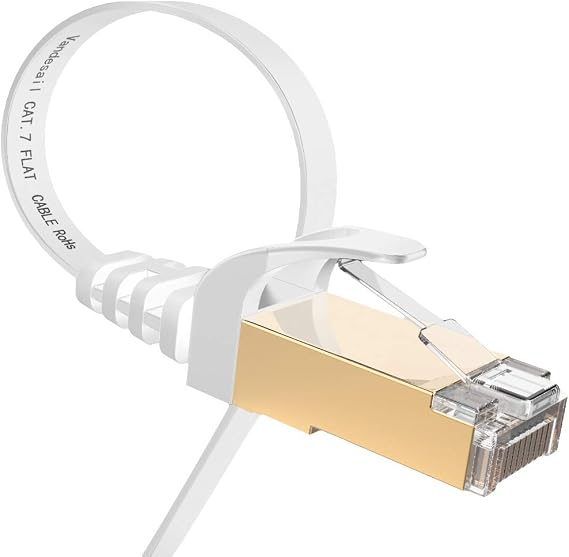 Ethernet Cable, CAT7 Network Cable RJ45 High Speed STP LAN Cord for Laptop,PC,Router,Switch,Modem,PS4(10ft,White,1pack