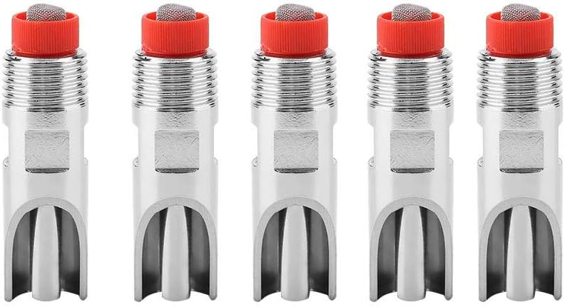 FTVOGUE 5Pcs Stainless Steel Automatic Pig Waterer Nipple Fountains Drinker Red Cap for Sows Piglets Drinking Water