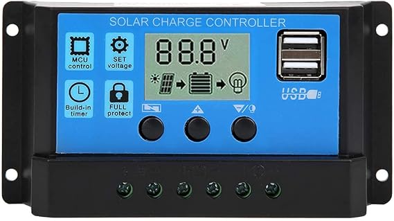 Solar Charge Controller 40A Automatic PWM LCD Solar Charging Regulator PV System Connection with Dual USB Output
