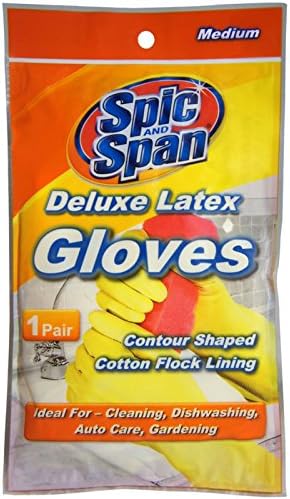 Spic And Span Deluxe Latex Gloves, Medium 1 Pair
