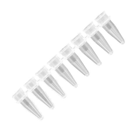 Axygen PCR-2CP-RT-C MaxyClear Thin Wall 8-Strip PCR Tube Caps for 0.2mL Real-Time (qPCR) PCR Tube Strips with Flat Writing Surface, Clear PP (1 Case: 8 Caps/Strip; 125 Strips/Unit; 10 Units/Case)