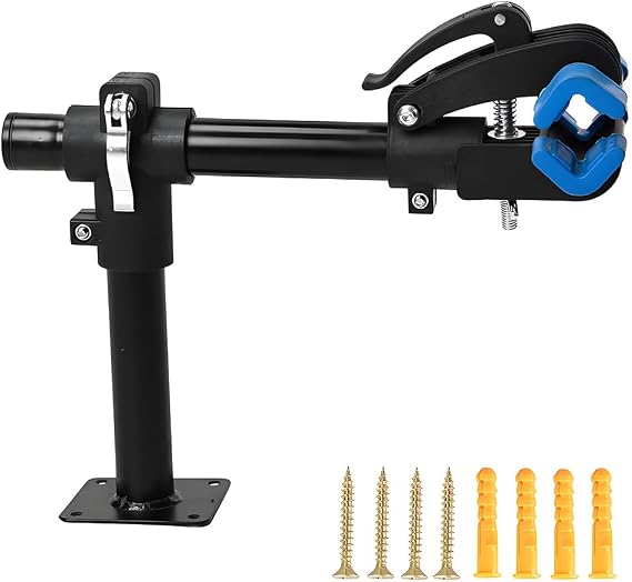 Wall Mounted Bike Repair Stand, Bike Rack for Bike Tools & Maintenance, Bicycle Maintenance Rack for Road Mountain Bikes, 360-Degree Rotatable Clamp Head, Holds Up to 55Ibs/25kg