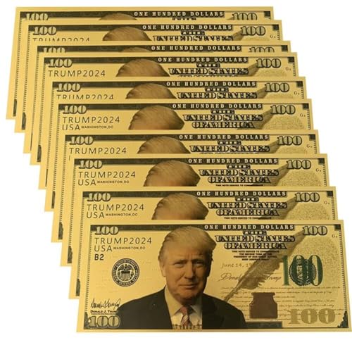 YIQILAFADA 10pc 2024 Trump Bills, 100 President Donald Trump Bank Note