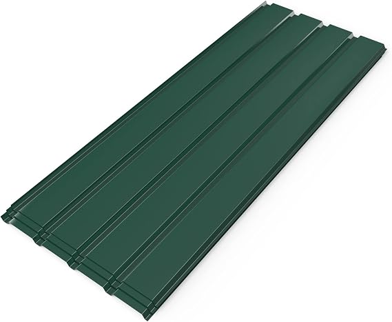 Mondeer 12PCS Roofing Sheets, Metal Corrugated Roofing Sheets 6m², 115 x 45 cm, Galvanised Steel Trapezoidal Grooved Roof for Garage Carport Shed Greenhouse Kennels Panels, Green