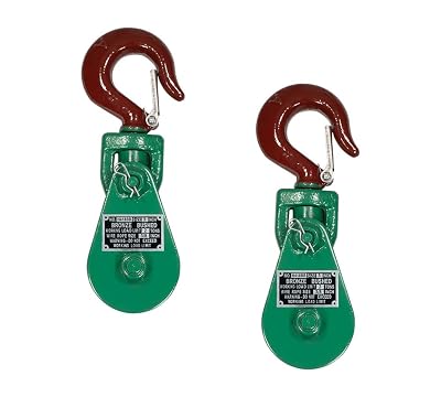 Mytee Products 2 Pack Snatch Block with Hook WLL 2 Ton 3 Sheave 38 Inch Wire Rope