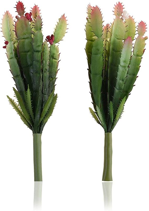 Bluecell 2pcs Real Looking Artificial Cactus Artificial Cacti Plant DIY Material for Home Decoration Flower Arrangement