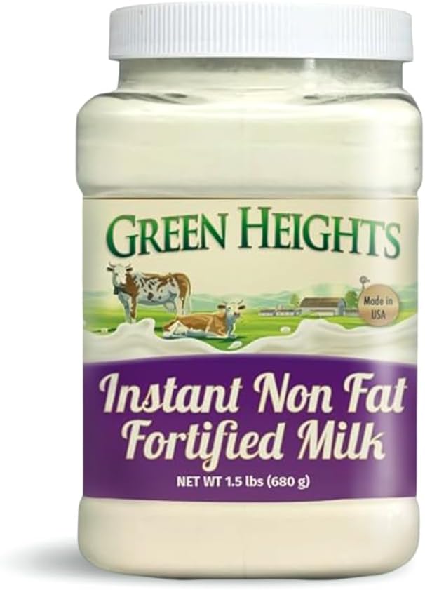 Instant Fortified Nonfat Milk Powder Jar 2.2 Pound  1 Kilo Jar 18 Servings - Proudly Made in America - Healthy Nourishing Essentials by Green Heights