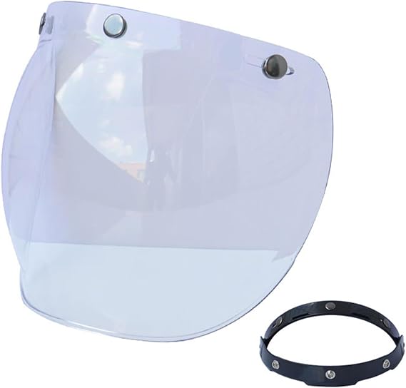 Motorcycle Bubble Visor Wind Shield Lens, Motorcycle 3-Snap Button Flip Up Down Universal Bubble Visor, Motorcycle Anti-UV Helmets Lens Universal for Standard 3-Snap Open Face Helmets