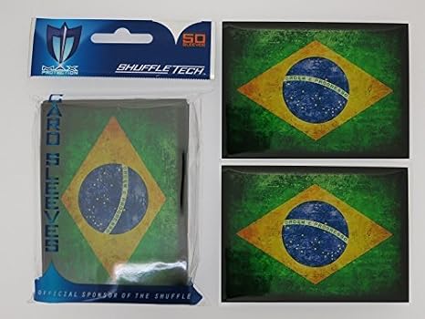Max-Pro 100 Brazil Brazilian Flag Shuffle-Tech Sleeves Iconic Flags Collection (fits Magic/MTG Cards)