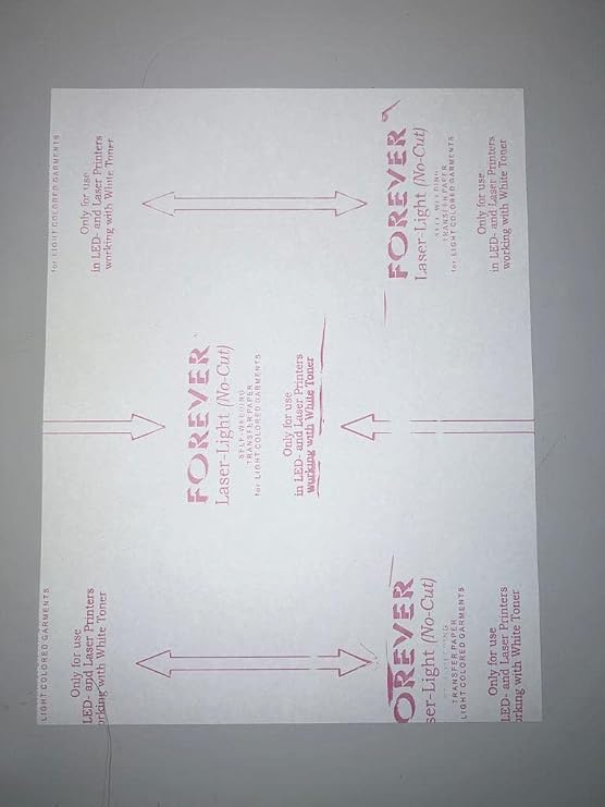 Forever Laser Light (No-Cut) Heat Transfer Paper 8.5"x11" 50 Sheets