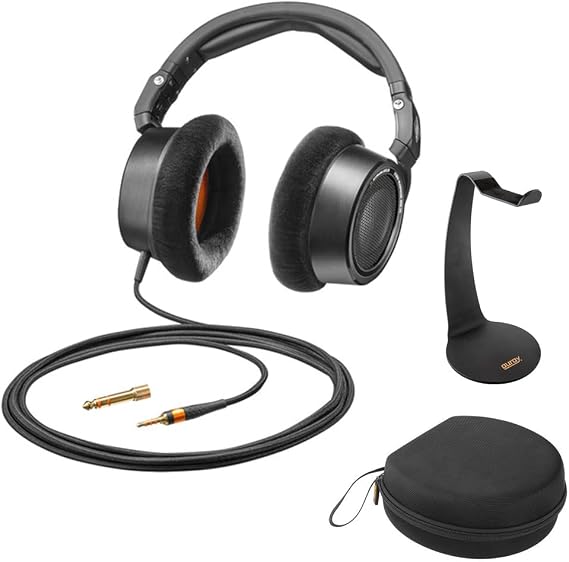 Neumann NDH 30 Open-Back Dynamic Headphones Black Edition Bundle with Auray Headphone Stand and Universal Headphone Case