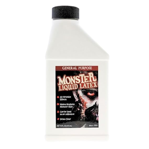 Monster Liquid Latex - 16 Oz Clear Professional-Grade Special Effects Makeup for Halloween, Cosplay, and Halloween SFX