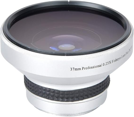 Fish Eye Lens Phone, 37mm 0.25X Super Fisheye Lens, Silver Strong Applicability Additional Lens for 37mm Caliber Camera Lenses