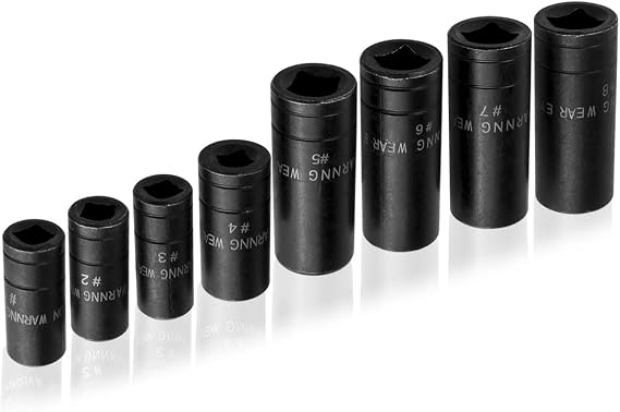 Wolfride 8Pcs Thread Tap Sockets Set, 1/4" & 3/8" Drive Socket Wrench Adapters Suqare Tap Socket