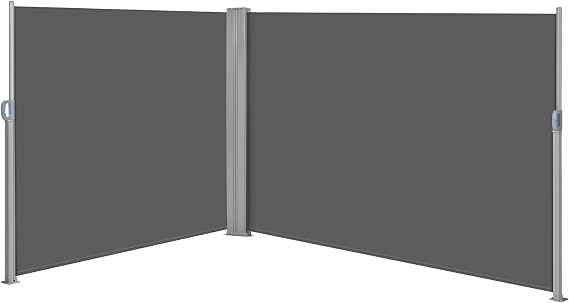 Yaheetech 236x71in Double Retractable Side Awning Privacy Screen Dark Gray | Waterproof UV resistant PU coated fabric, fits patio courtyard pool & roof terrace